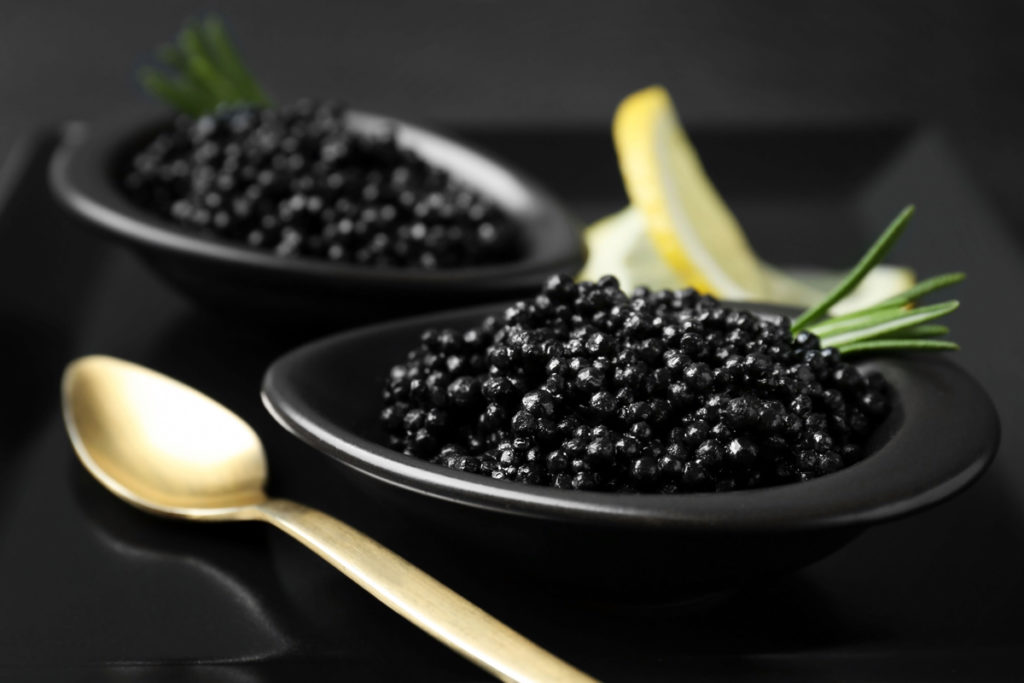 What is Caviar | Beluga Caviar in black dishes