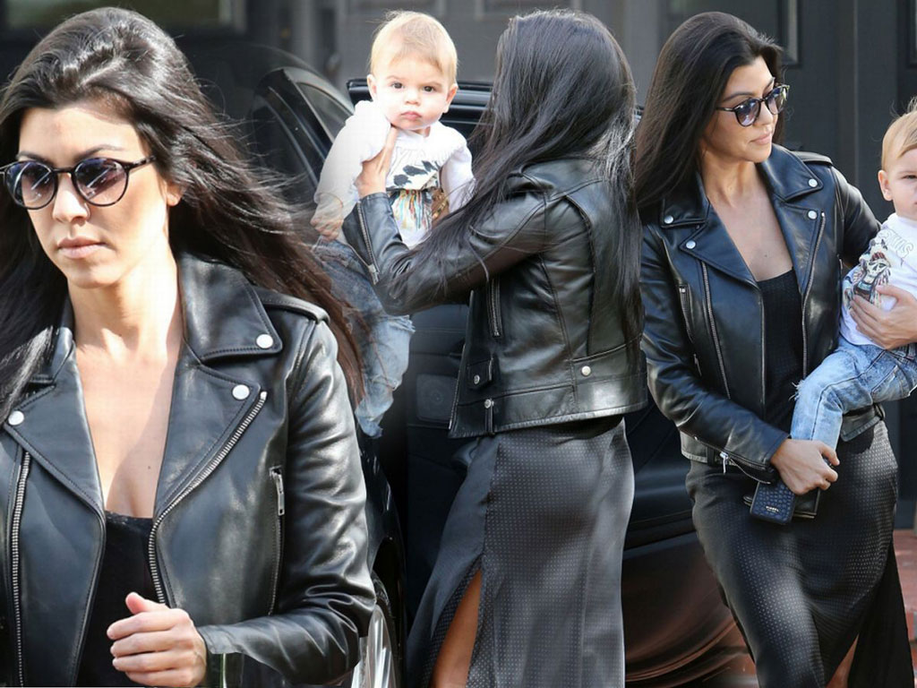 Celebrities With Leather Jackets - Kourtney Kardashian