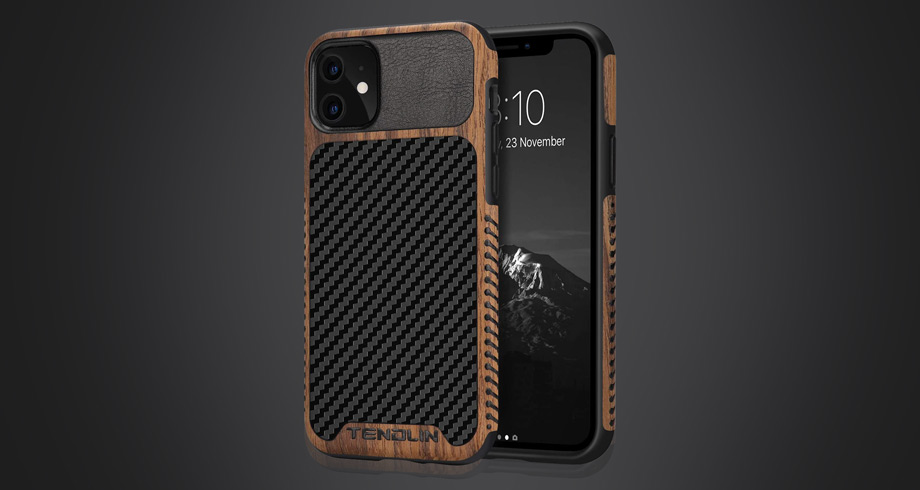 leather phone case - TENDLIN's Wood Grain + Leather Case