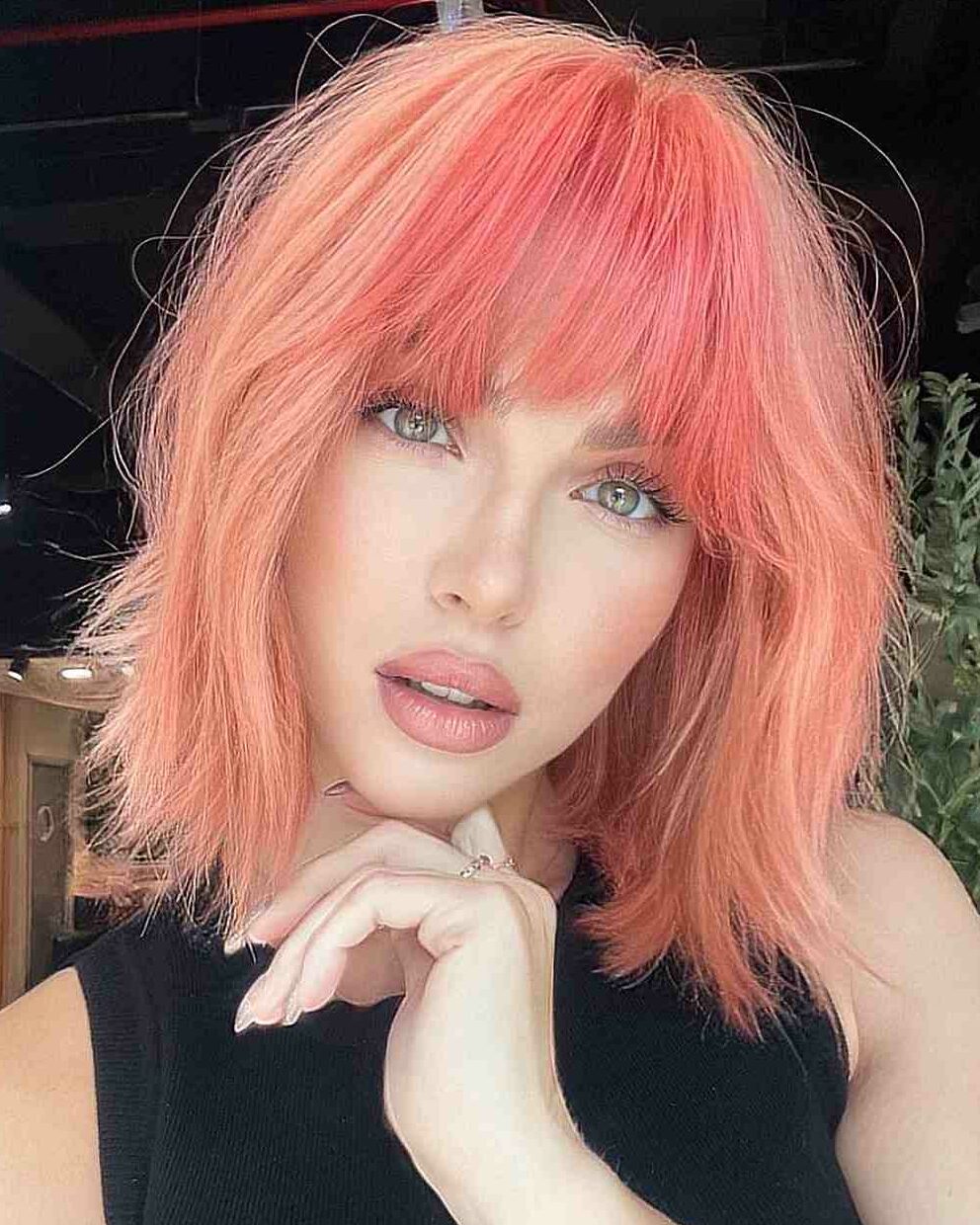 Short Straight Hairstyles - Blonde And Bubblegum Pink