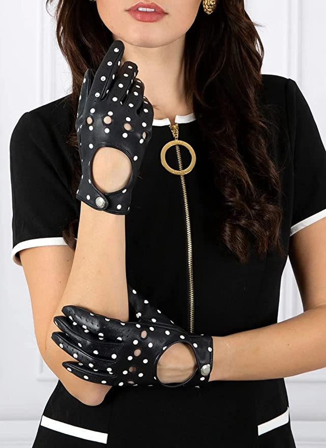 The Best Driving Gloves - Imogen | Women's Polka Dot Leather Driving Gloves