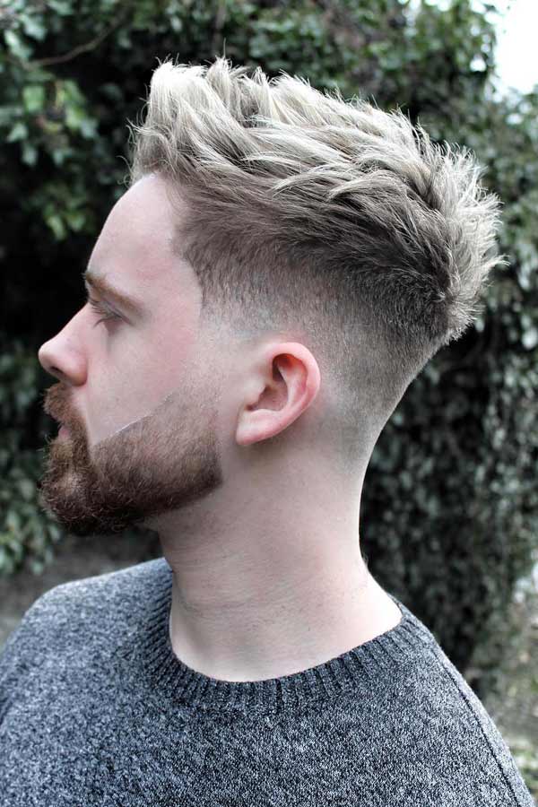 Low Fade Spiky Top + Highlights - short man haircuts