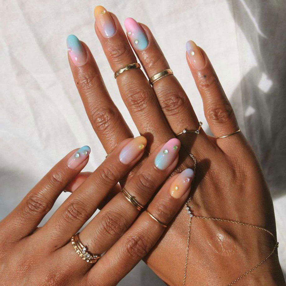 nail designs with french tip - Soft pastel base with a metallic tip NAILS