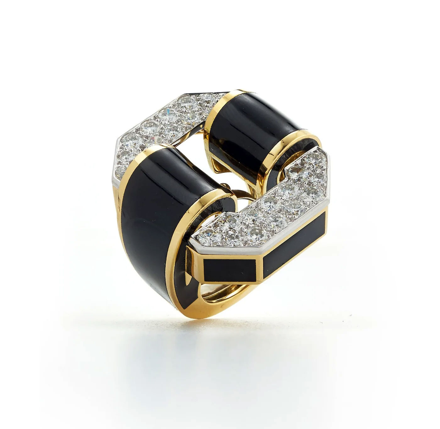 Tire Ring, Black Enamel - Black Gemstones
