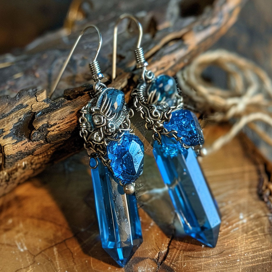 blue zircon stones earings
